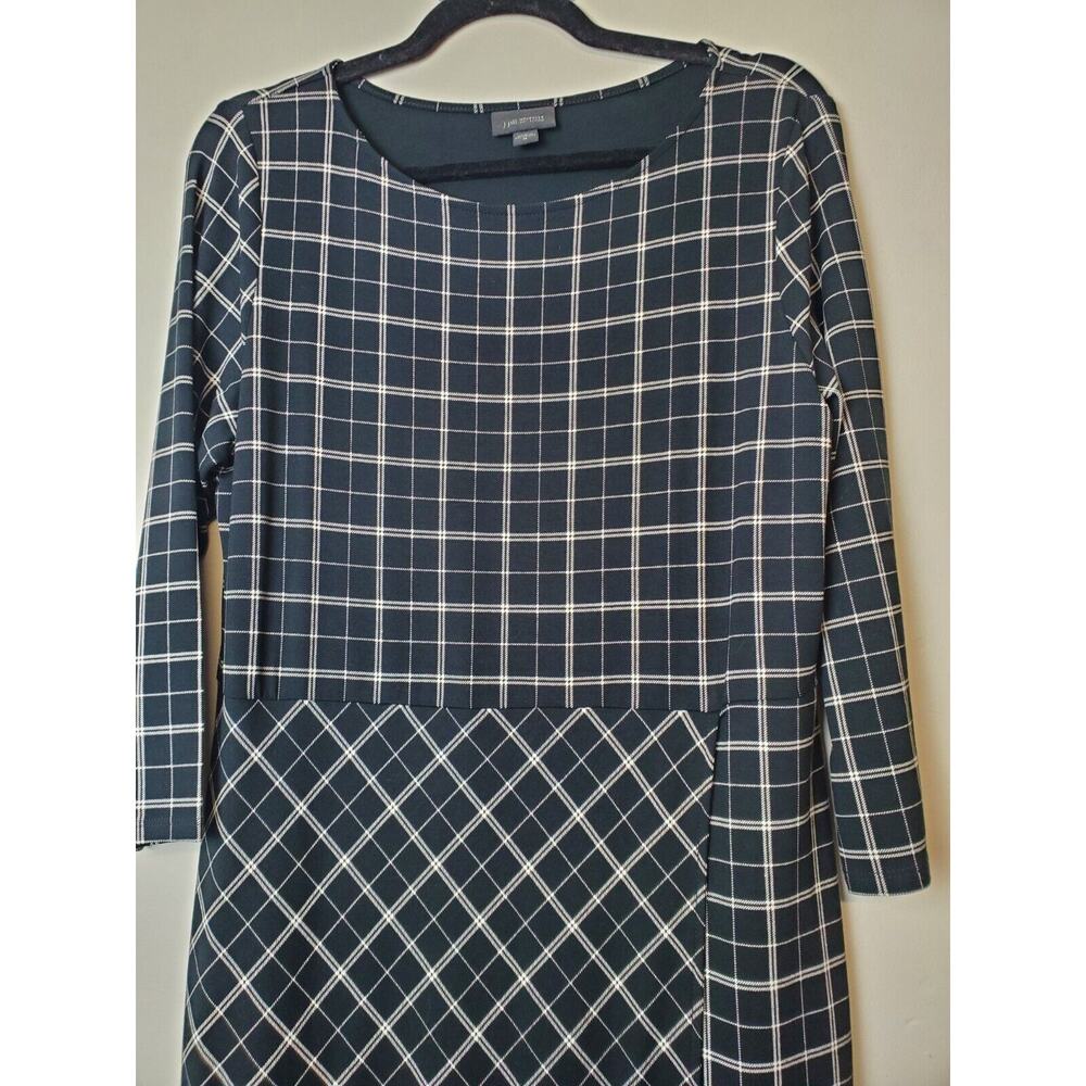 J. Jill Wearever Collection Medium Dress Stretch Knit Black‎ Plaid Wrap Front - Picture 4 of 12